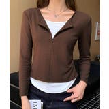 レイヤード風カットソー ハーフジップ 長袖カットソー | COCOMOMO | 詳細画像4 