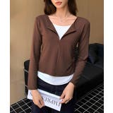 レイヤード風カットソー ハーフジップ 長袖カットソー | COCOMOMO | 詳細画像6 