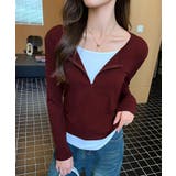 レイヤード風カットソー ハーフジップ 長袖カットソー | COCOMOMO | 詳細画像7 