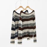 ボーダーニット ワンショルニット ルーズニット | COCOMOMO | 詳細画像12