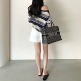 ボーダーニット ワンショルニット ルーズニット | COCOMOMO | 詳細画像11