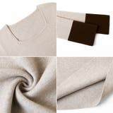 バイカラートップス 配色ニット スクエアネック | COCOMOMO | 詳細画像14 