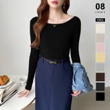 ブラック | きれいめベーシック ボートネックニット リブニット | COCOMOMO