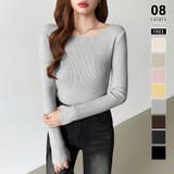 ライトグレー | きれいめベーシック ボートネックニット リブニット | COCOMOMO