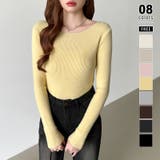 イエロー | きれいめベーシック ボートネックニット リブニット | COCOMOMO