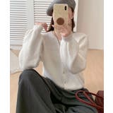 メランジニットカーディガン カーディガン 金ボタンニットトップス | COCOMOMO | 詳細画像11 