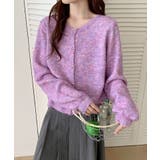 メランジニットカーディガン カーディガン 金ボタンニットトップス | COCOMOMO | 詳細画像2 