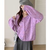 メランジニットカーディガン カーディガン 金ボタンニットトップス | COCOMOMO | 詳細画像4 