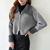 シャギー付きダブルジップカーディガン リブニット カーディガン | COCOMOMO | 詳細画像11 