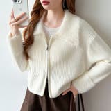 シャギー付きダブルジップカーディガン リブニット カーディガン | COCOMOMO | 詳細画像26 