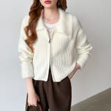 シャギー付きダブルジップカーディガン リブニット カーディガン | COCOMOMO | 詳細画像31 