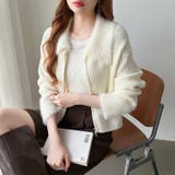 シャギー付きダブルジップカーディガン リブニット カーディガン | COCOMOMO | 詳細画像33 