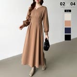 ロング丈・ダークブラウン | 前後2wayで楽しめる ウエストタックワンピース ハーフジップワンピース | COCOMOMO