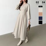 ロング丈・ベージュ | 前後2wayで楽しめる ウエストタックワンピース ハーフジップワンピース | COCOMOMO