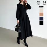 ロング丈・ブラック | 前後2wayで楽しめる ウエストタックワンピース ハーフジップワンピース | COCOMOMO