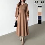 マキシ丈・ダークブラウン | 前後2wayで楽しめる ウエストタックワンピース ハーフジップワンピース | COCOMOMO