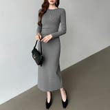 美シルエットウエストギャザーワンピース タイトワンピース 長袖ワンピース | COCOMOMO | 詳細画像11 