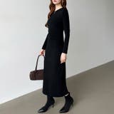 美シルエットウエストギャザーワンピース タイトワンピース 長袖ワンピース | COCOMOMO | 詳細画像22 