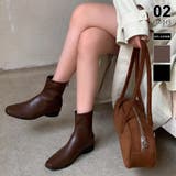 ブラウン | ショートブーツ スクエアトゥブーツ ローヒール | COCOMOMO