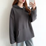 ロゴ刺繍フード オーバーサイズパーカー ドロストパーカー | COCOMOMO | 詳細画像12