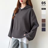 ダークグレー | ロゴ刺繍フード オーバーサイズパーカー ドロストパーカー | COCOMOMO