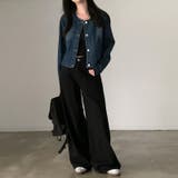 ノーカラーデニムジャケット デニムジャケット ブルゾン | COCOMOMO | 詳細画像16