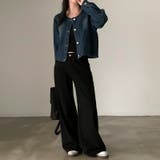 ノーカラーデニムジャケット デニムジャケット ブルゾン | COCOMOMO | 詳細画像17