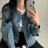 ノーカラーデニムジャケット デニムジャケット ブルゾン | COCOMOMO | 詳細画像6