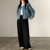 ノーカラーデニムジャケット デニムジャケット ブルゾン | COCOMOMO | 詳細画像9