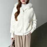 ふわふわファー付きパーカー ファーフードパーカー ニットパーカー | COCOMOMO | 詳細画像18 