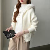 ふわふわファー付きパーカー ファーフードパーカー ニットパーカー | COCOMOMO | 詳細画像22 