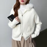 ふわふわファー付きパーカー ファーフードパーカー ニットパーカー | COCOMOMO | 詳細画像24 