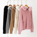 ふわふわファー付きパーカー ファーフードパーカー ニットパーカー | COCOMOMO | 詳細画像36 