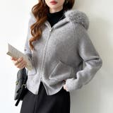 ふわふわファー付きパーカー ファーフードパーカー ニットパーカー | COCOMOMO | 詳細画像4 