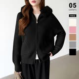 ブラック | ふわふわファー付きパーカー ファーフードパーカー ニットパーカー | COCOMOMO