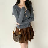 ビッグカラーニット カーディガン アシンメトリーニット | COCOMOMO | 詳細画像7