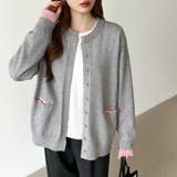 レイヤード風配色カーディガン 配色ニット バイカラーカーディガン | COCOMOMO | 詳細画像15 