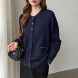 レイヤード風配色カーディガン 配色ニット バイカラーカーディガン | COCOMOMO | 詳細画像28 