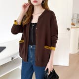 レイヤード風配色カーディガン 配色ニット バイカラーカーディガン | COCOMOMO | 詳細画像44 