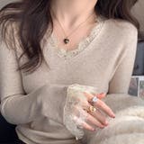 レースニット vネックニット レイヤードトップス | COCOMOMO | 詳細画像11 
