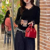 レースニット vネックニット レイヤードトップス | COCOMOMO | 詳細画像25 