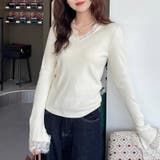 レースニット vネックニット レイヤードトップス | COCOMOMO | 詳細画像3 