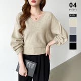 ベージュ | バックリボンニット Vネック ドルマンニット | COCOMOMO