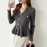 ペプラムニットカーディガン カーディガン ペプラムトップス | COCOMOMO | 詳細画像27 