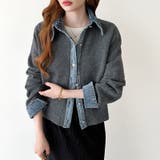 レイヤード風ニットカーディガン ドッキングデニム カーディガン | COCOMOMO | 詳細画像13