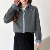 レイヤード風ニットカーディガン ドッキングデニム カーディガン | COCOMOMO | 詳細画像17