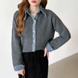 レイヤード風ニットカーディガン ドッキングデニム カーディガン | COCOMOMO | 詳細画像18