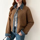 レイヤード風ニットカーディガン ドッキングデニム カーディガン | COCOMOMO | 詳細画像21