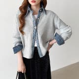 レイヤード風ニットカーディガン ドッキングデニム カーディガン | COCOMOMO | 詳細画像31