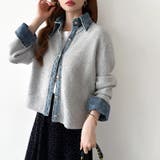 レイヤード風ニットカーディガン ドッキングデニム カーディガン | COCOMOMO | 詳細画像33